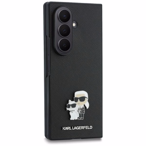 Musta Karl Lagerfeld Saffiano Karl & Choupette Pin -suojakuori Samsung Galaxy Z Fold8 Ultra -puhelimelle