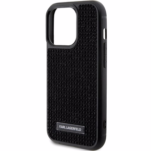 Karl Lagerfeld Rhinestone Logo Metal Plate suojakuori iPhone 15 Pro:lle - musta