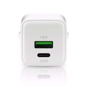 laturi 1 x USB, 1 x USB-C Quick Charge 3.0 20W valkoinen