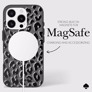 MagSafe-yhteensopiva Kate Spade New York Black City Leopard -suojakuori Apple iPhone 16 Prolle