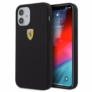 Ferrari FESSIHCP12SBK iPhone 12 mini 5.4" musta/musta kovakotelo On Track Silikoni