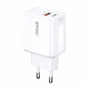 BWOO wall charger CDA182 QC 38W 1x USB-A + 1x USB-C white
