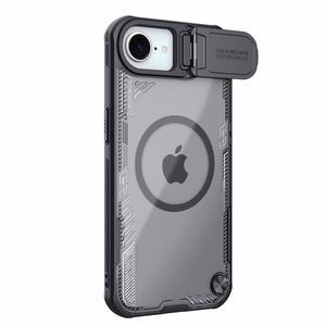 Nillkin Iceblade Prop Magneettinen Suojakuori linssin suojuksella ja jalustalla iPhone 16e / 17e:lle - musta