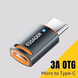 Adapter Essager "HuntC" Black (In: MicroUSB / Out: Type-C )