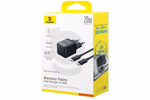 Charger Baseus Palm 20W USB-C + USB-C to USB-C cable 1.0m black TZCCSUP-L01