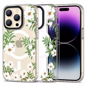 Tech-Protect MagMood MagSafe iPhone 15 Pro Max Suojakuori - Daisies with Leaves