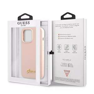 Guess GUHMP13LLSLMGLP iPhone 13 Pro / 13 6.1" vaaleanpunainen/vaaleanpunainen kovakotelo Silikoni Script Gold Logo Magsafe