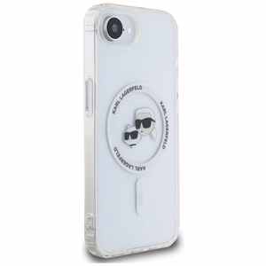 Karl Lagerfeld IML Metal Karl & Choupette Heads MagSafe Alkuperäinen Pussi iPhone 17e/16e:lle - Valkoinen