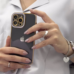 Muoti Kotelo iPhone 12 Pro Gold Frame Gel Cover Punainen