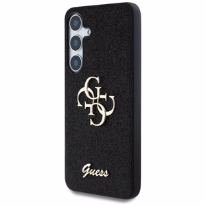 GUESS Fixed Glitter Big 4G Metal Logo Suojakuori Samsung Galaxy S25 Plus Musta