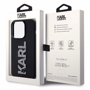 Karl Lagerfeld Suojakuori iPhone 15 Pro Max:lle KLHCP15X3DMBKCK (3D Logo Glitter) musta