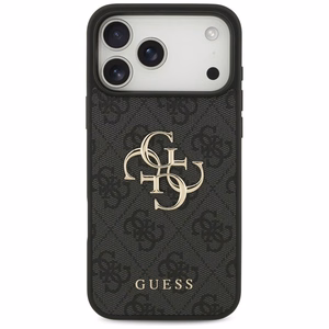 Guess PU 4G Metal Logo -kuori Apple iPhone 18 Pro Max -puhelimelle, harmaa
