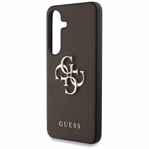 GUESS HC PU Grained Big 4G and Classic Logo Suojakuori Samsung Galaxy S25 Ruskea