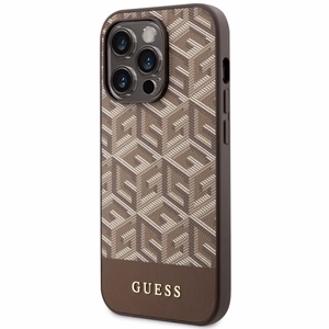 Guess GUHMP14XHGCFSEW iPhone 14 Pro Max 6.7 ruskea/ruskea suojakuori GCube Stripes MagSafe