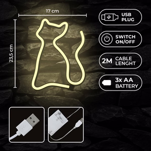 Neon LED-valo CAT lämmin valkoinen Bat + USB FLNE03 Forever Light