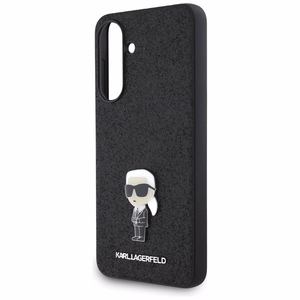 Karl Lagerfeld Fixed Glitter Ikonik Logo Metal Pin Case for Samsung Galaxy A36 - Black