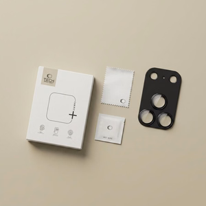 Musta alumiinista ja karkaistusta lasista valmistettu Tech-Protect CamFull Fit+ -kameramoduulisuoja Apple iPhone 18 Pro -puhelimelle