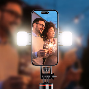 Selfiekeppi WC13YDS teleskooppijalusta 1.3m kaksoisvalolla ja puhelinpidikkeellä - musta