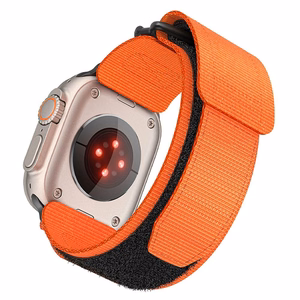 Hihna Apple Watchille Forcell F-Design FA05 nylon tarrakiinnitys 42 / 44 / 45 / 49 mm oranssi