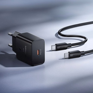 Puhelimen laturi Hoco USB C QC PD 25W + kaapeli USB C–USB C N76 musta