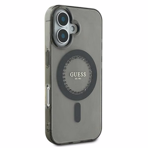 Guess IML Rhinestones MagSafe Suojakuori iPhone 16:lle - musta