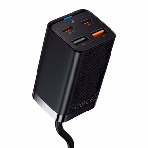 Baseus GaN3 Pro pikalaturi, 2x USB-C, 2x USB, 65W (musta)