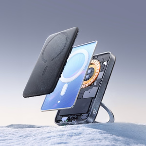 Joyroom JR-PBM12 Power Bank 10000mAh 22.5W MagSafe yhteensopiva, 15W langaton lataus, rengasalustalla - musta