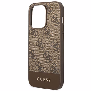 Guess GUHCP14LG4GLBR iPhone 14 Pro 6.1" ruskea/ruskea kova kotelo 4G Stripe-mallisto