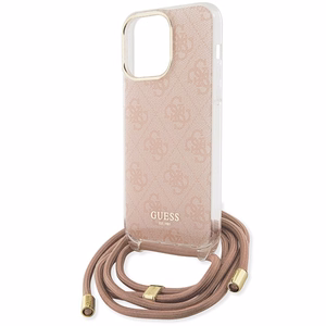 Guess GUHCP15LHC4SEP HC Crossbody Cord 4G Print -suojakuori iPhone 15 Pro 6,1:lle - vaaleanpunainen