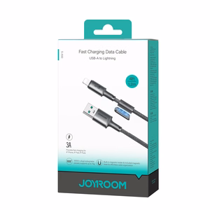 Joyroom S-A50 Unlimited Series 3A USB-A - Lightning -kaapeli magneettisella kaapelinorganisaattorilla 1,2 m - harmaa