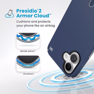 Speck Presidio2 Pro -suojakuori MagSafe- ja ClickLock-tuella iPhone 16 Plus:lle, Coastal Blue/Dust Grey