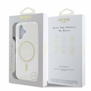 Guess IML Glitter Circle MagSafe Suojakuori iPhone 16:lle - läpinäkyvä