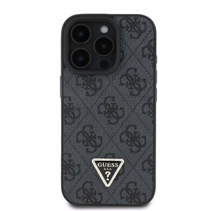Guess Leather 4G Triangle Strass MagSafe kotelo iPhone 16 Pro Max - musta