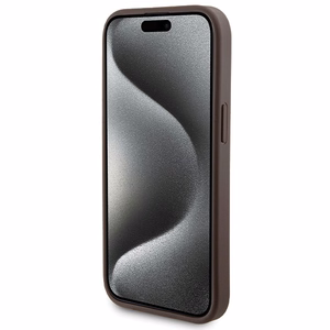 Guess 4G Metal Logo Suojakuori-setti iPhone 15:lle + 5000mAh MagSafe Varavirtalähde - ruskea