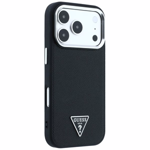 Guess Grained Triangle Logo MagSafe-suojakuori iPhone 17 Pro / 18 Pro -malleille, musta