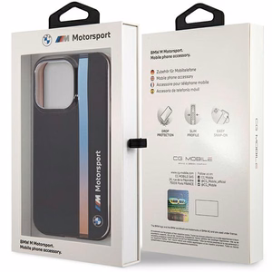 BMW BMHCP14L22HVGV Suojakuori iPhone 14 Pro 6.1" musta/musta IML Tricolor Stripe