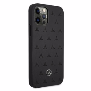 Mercedes nahkakotelo tähdet kuvio iPhone 12 Pro Max - musta