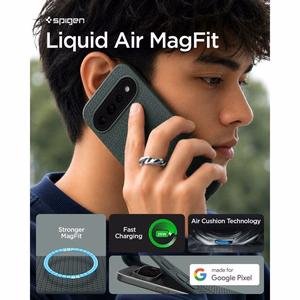 Spigen Liquid Air (Mag Fit) -suojakuori Google Pixel 11 Prolle, vihreä (Abyss Green)