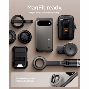 Spigen Tough Armor Mag MagSafe -suojakuori Google Pixel 11 -mallille, tummanharmaa