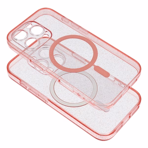 Suojakuori Samsung S25:lle Clear Mag Cover (STR) yhteensopiva MagSafen kanssa vaaleanpunainen glitter