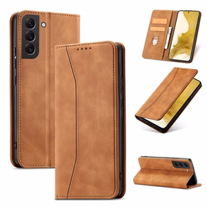 Magnet Fancy Suojakuori Samsung Galaxy S23+:lle lompakkokotelo jalustalla ruskea