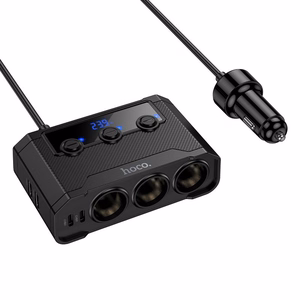 Auton laturi Hoco 2xUSB A + 2xUSB C+3x savukkeensytytinportti PD QC3.0 240W Z64 musta