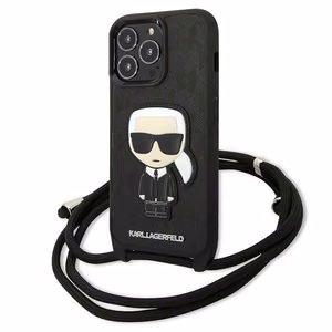 Karl Lagerfeld Nahkainen Monogram Patch ja Cord Iconik Suojakuori iPhone 13 Pro / 13 - Musta