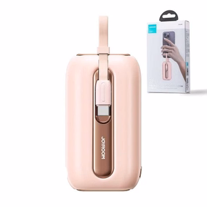 Joyroom mini powerbank 10000mAh värikäs sarja 22.5W, jossa on 2 sisäänrakennettua USB C ja Lightning kaapelia vaaleanpunainen (JR-L012)