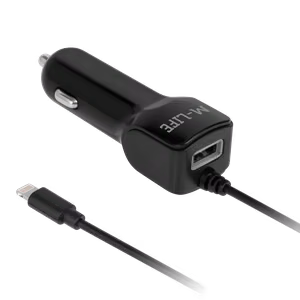 M-Life-autolaturi Apple iPhonelle ja iPadille + USB, 2100 mA