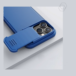 Nillkin CamShield S suojakuori iPhone 14 Pro Max:lle panssaroitu kuori kameransuojalla sininen