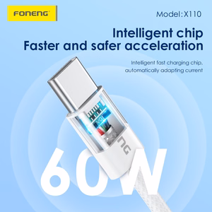 Foneng Kaapeli X110 - Type C - Type C - PD 60W 3A 1,2 metriä valkoinen