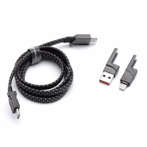 Kaapeli 4in1 USB C / USB A - USB C / Lightning Forcell F-Energy QC PD 3A 60W 1 m C241 kromi