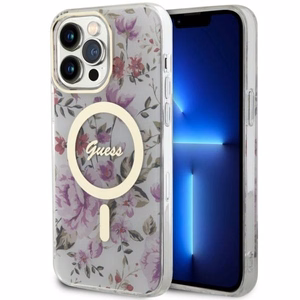 Guess GUHMP14XHCFWST iPhone 14 Pro Max 6.7 läpinäkyvä suojakuori Flower MagSafe