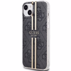 Guess IML 4G Gold Stripe suojakuori iPhone 15 Plus / 14 Plus:lle - musta